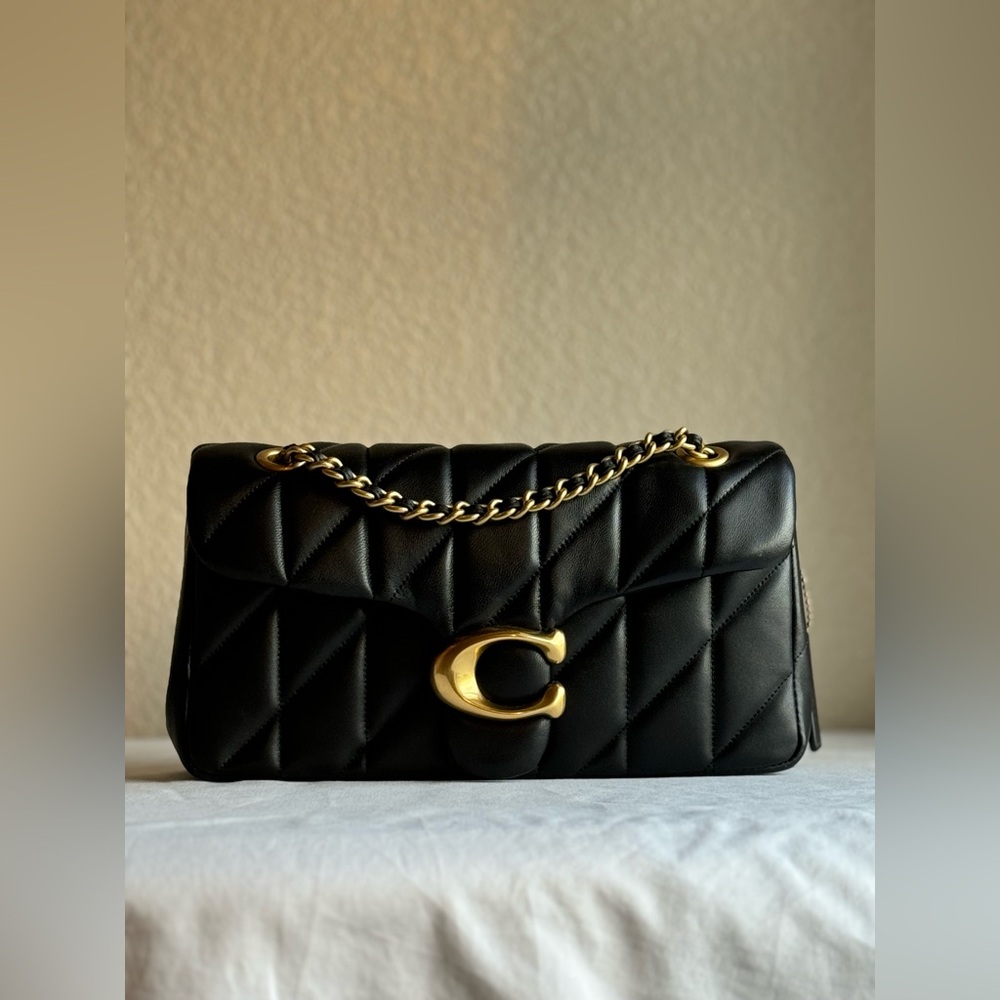 Coach Tabby Quilted Leather Shoulder Bag size 26 - Black/Brass